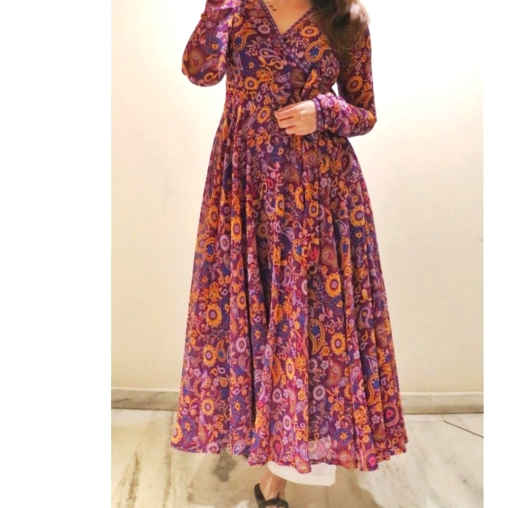 Purple Floral Wrap Maxi Dress - Women